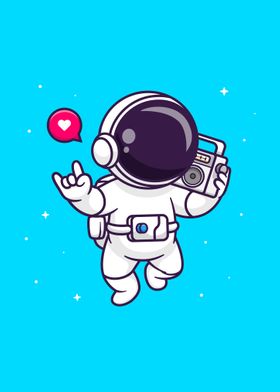 Cute astronaut listening