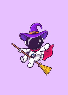 Cute witch astronaut