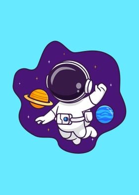 Cute astronaut floating' Poster by Le Duc Hiep | Displate