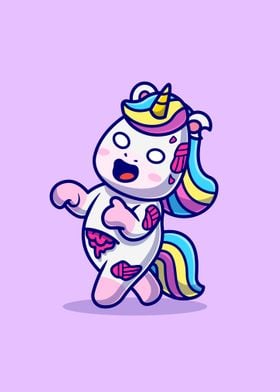 Cute unicorn zombie