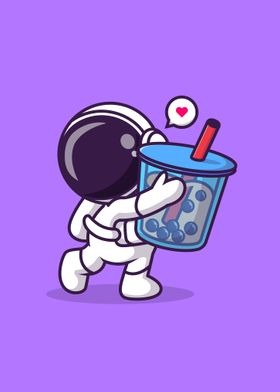 Astronaut holding boba