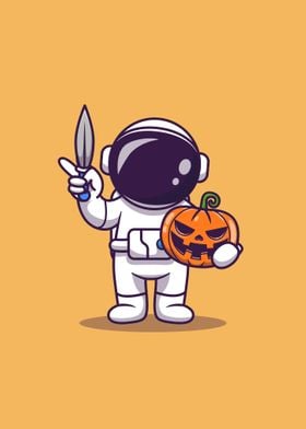 Astronaut holding knife