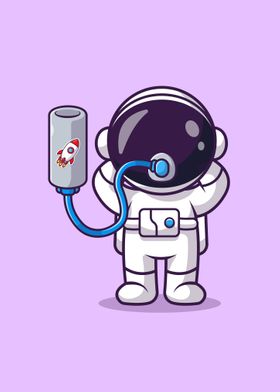 Cute astronaut breathing