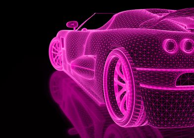 pink Car Three Dimensional