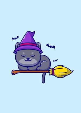 Cute witch cat sleeping