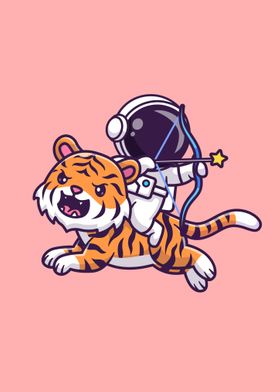 Astronaut riding tiger