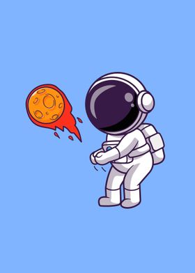 Cute astronaut playing