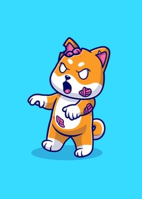 Cute shiba inu dog zombie