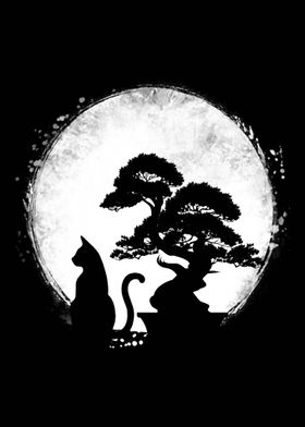 Bonsai Cat and Moon 