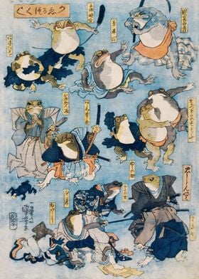 Ukiyoe Heros Samurai Frogs