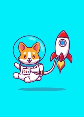 Cute corgi astronaut