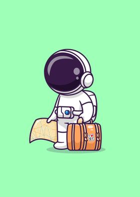 Cute astronaut traveling