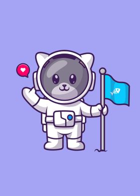 Cute cat astronaut