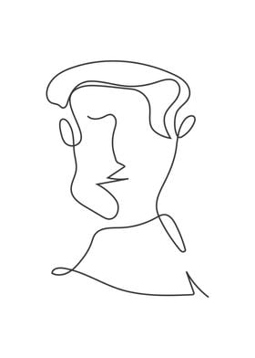 Abstract Man face line art