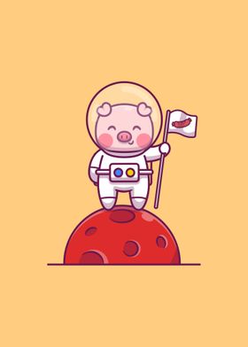 Cute pig astronaut