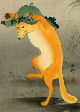 Ukiyo e Dancing Fox