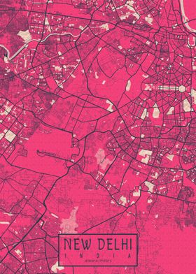 New Delhi Map Blossom