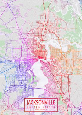 Jacksonville Map Colorful