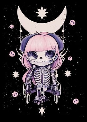 Cute Skeleton Witch Chibi