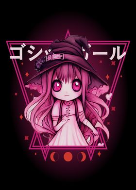 Cute Vaporwave Chibi Witch