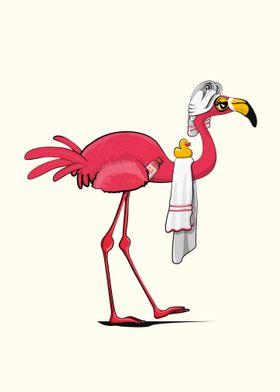 Flamingo in the Bathroom