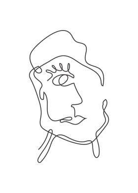 Weird face single line art