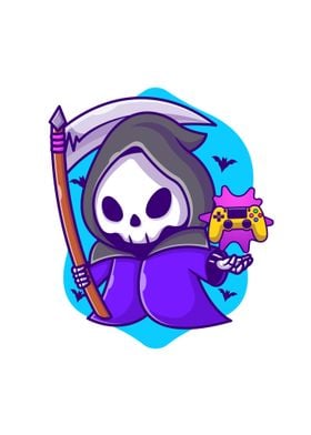 Cute grim reaper gaming