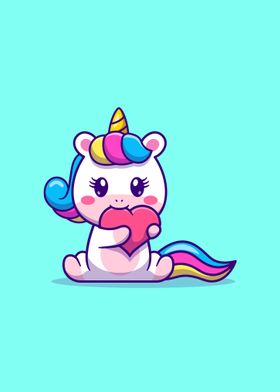 Cute unicorn bite love