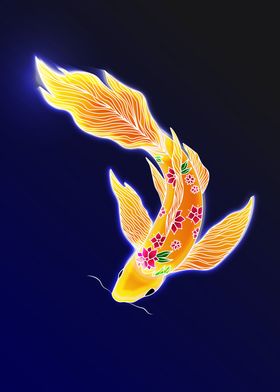 neon koi fish poster