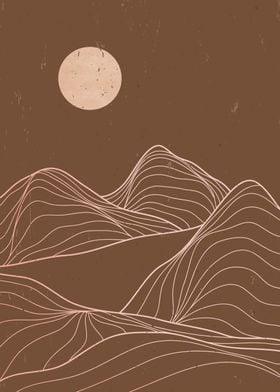 Mountain desert line art