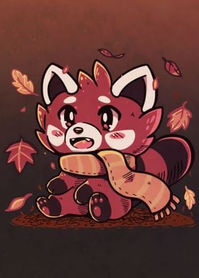 Fallen Leaves Red Panda