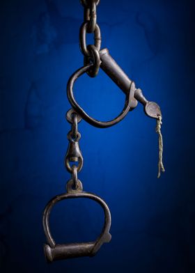 Vintage handcuffs closeup