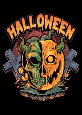 Halloween skull pumpkin