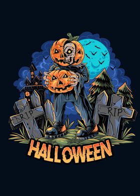 Halloween skull pumpkin