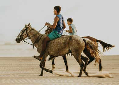 two child and horse