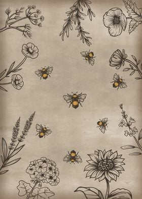 Bumble Bees and flowers