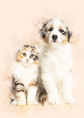 Kitten and puppy