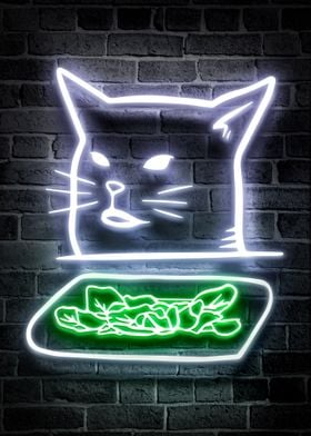 Smudge Cat meme salad neon