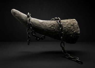 Rhinoceros horn in chains