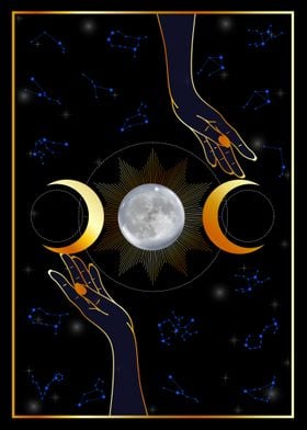 Hands blessing moon