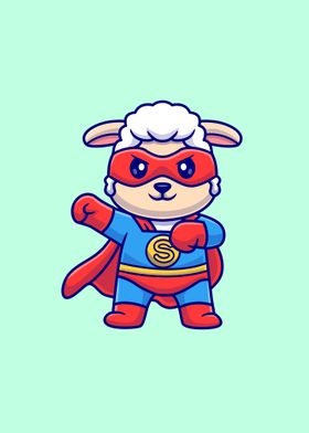 Cute sheep super hero