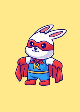 Cute rabbit super hero