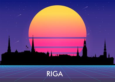 riga vaporwave cityscape