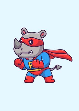 Cute rhino super hero