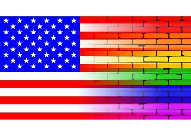 Gay Rainbow American Flag