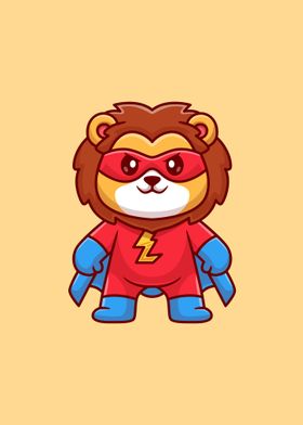 Cute lion super hero