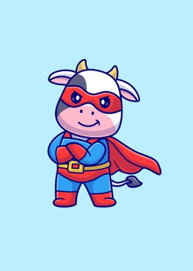 Cute cow super hero