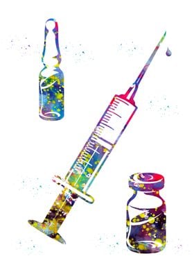 Syringe and Medicine Vials