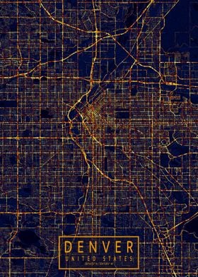 Denver Map City At Night