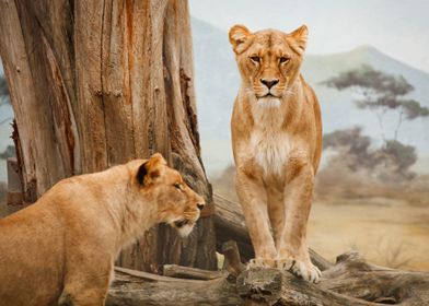 Wild lionesses in Tanzania